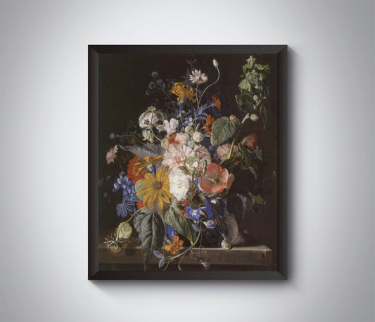 Floral oil painting poster print from the 17th century. Flowers 1