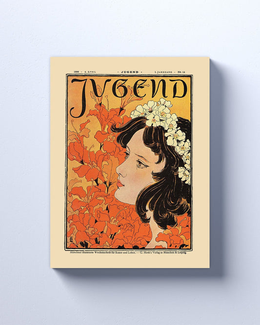 German Floral Canvas or Poster wall art from 1896. Jugend 1