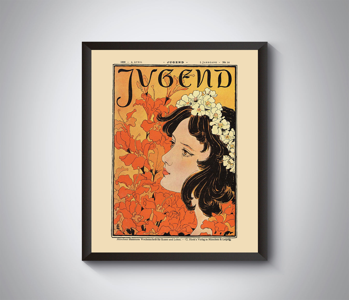 German Floral poster print from 1896. Jugend 1