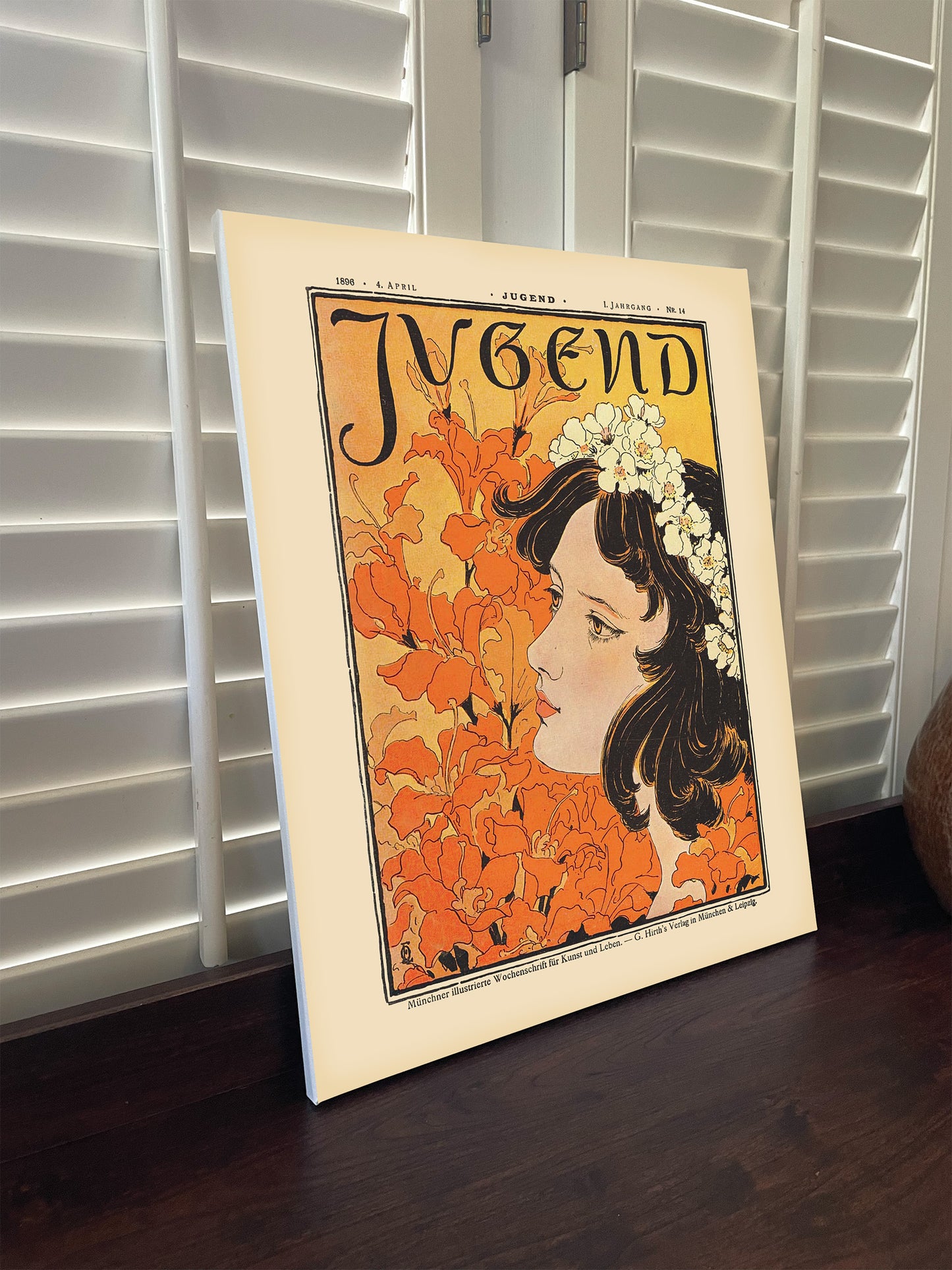 German Floral Canvas or Poster wall art from 1896. Jugend 1