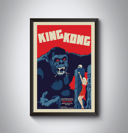 King Kong, Vintage German Movie Poster. Cleaned up and updated.