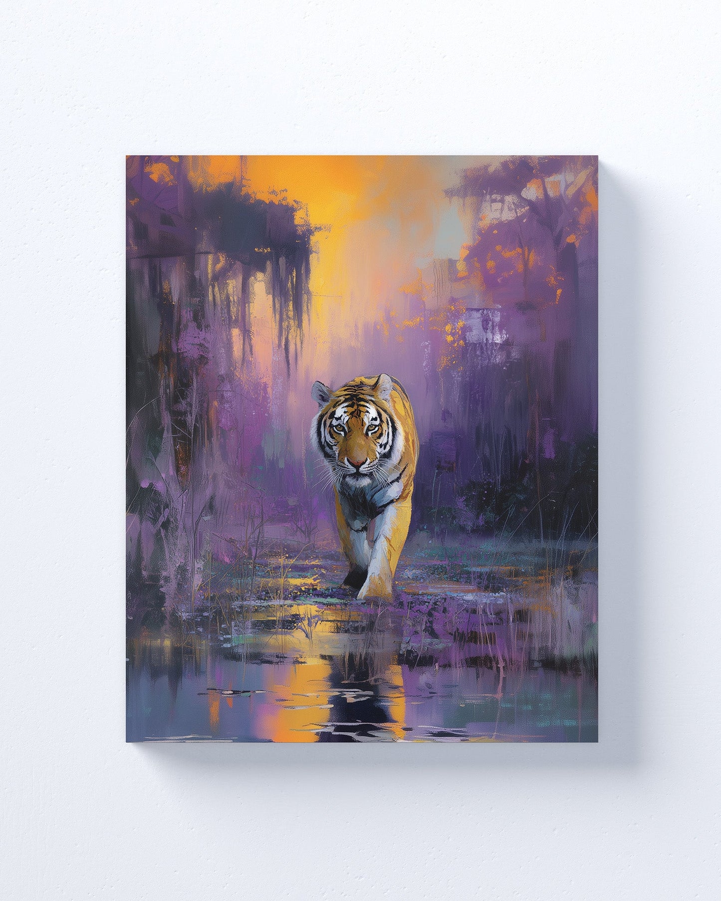 LSU Tigers Inspired Canvas or Poster Wall Art. Purple and Yellow.