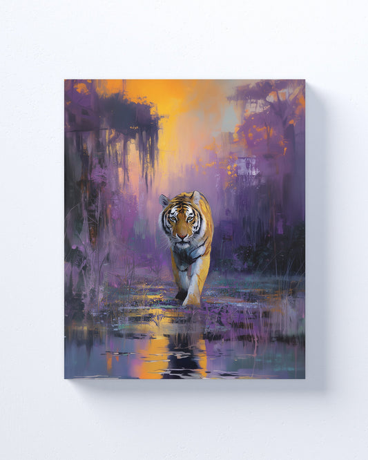 LSU Tigers Inspired Canvas or Poster Wall Art. Purple and Yellow.