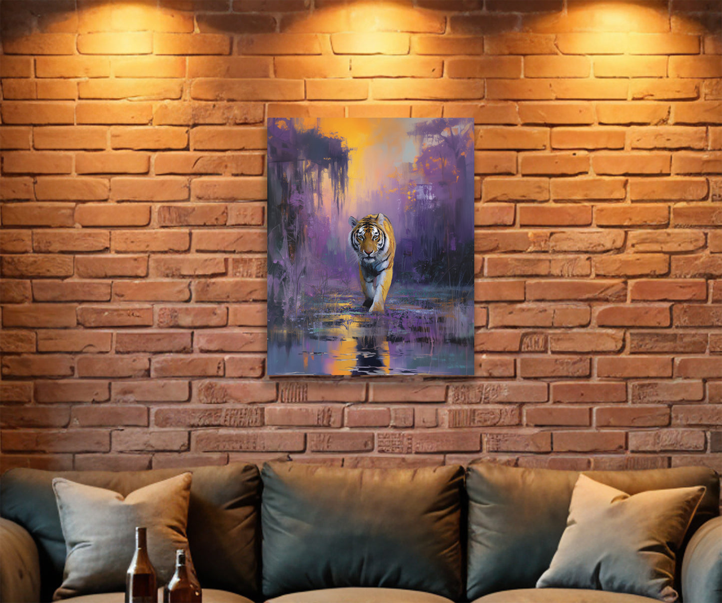 LSU Tigers Inspired Canvas or Poster Wall Art. Purple and Yellow.