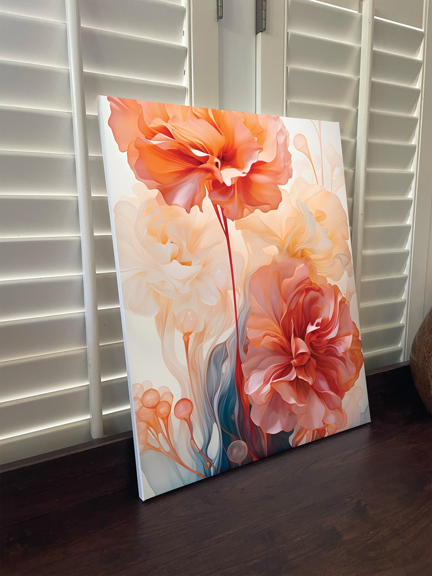 Stylized Floral Canvas or Poster Wall Art. Liquid Floral 1