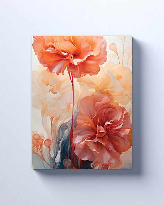 Stylized Floral Canvas or Poster Wall Art. Liquid Floral 1