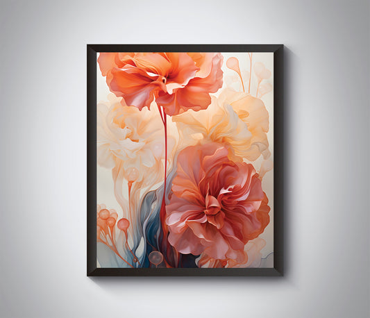 Stylized Floral Wall Art. Liquid Floral 1