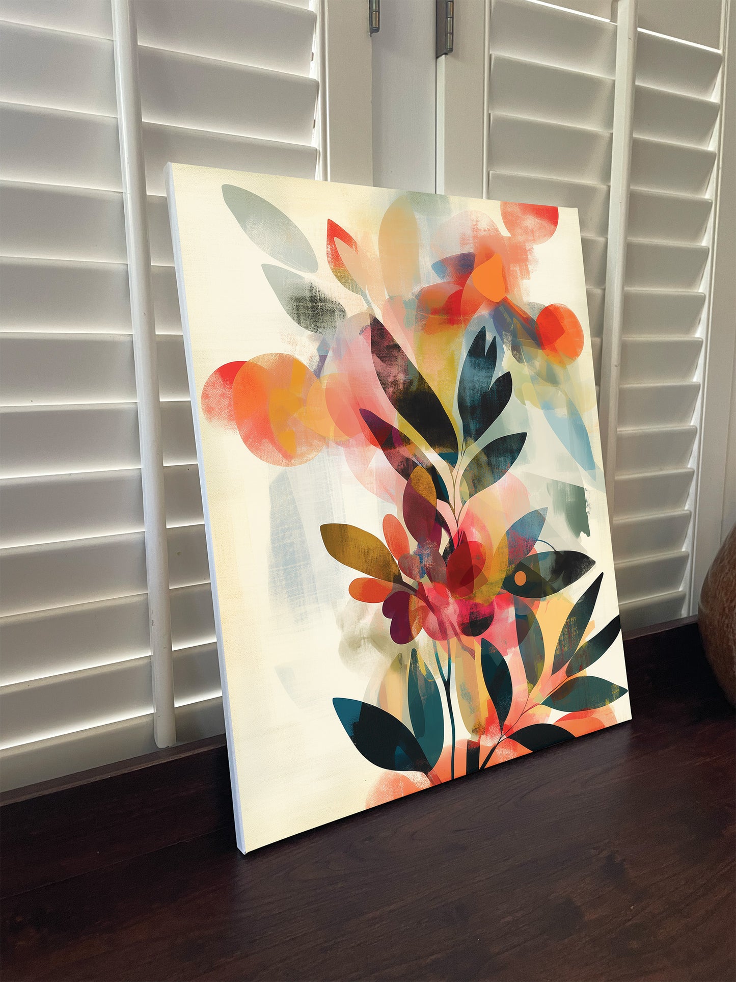 Mid Century Modern Floral Canvas or Poster wall art. Mid Century Modern Flowers 1