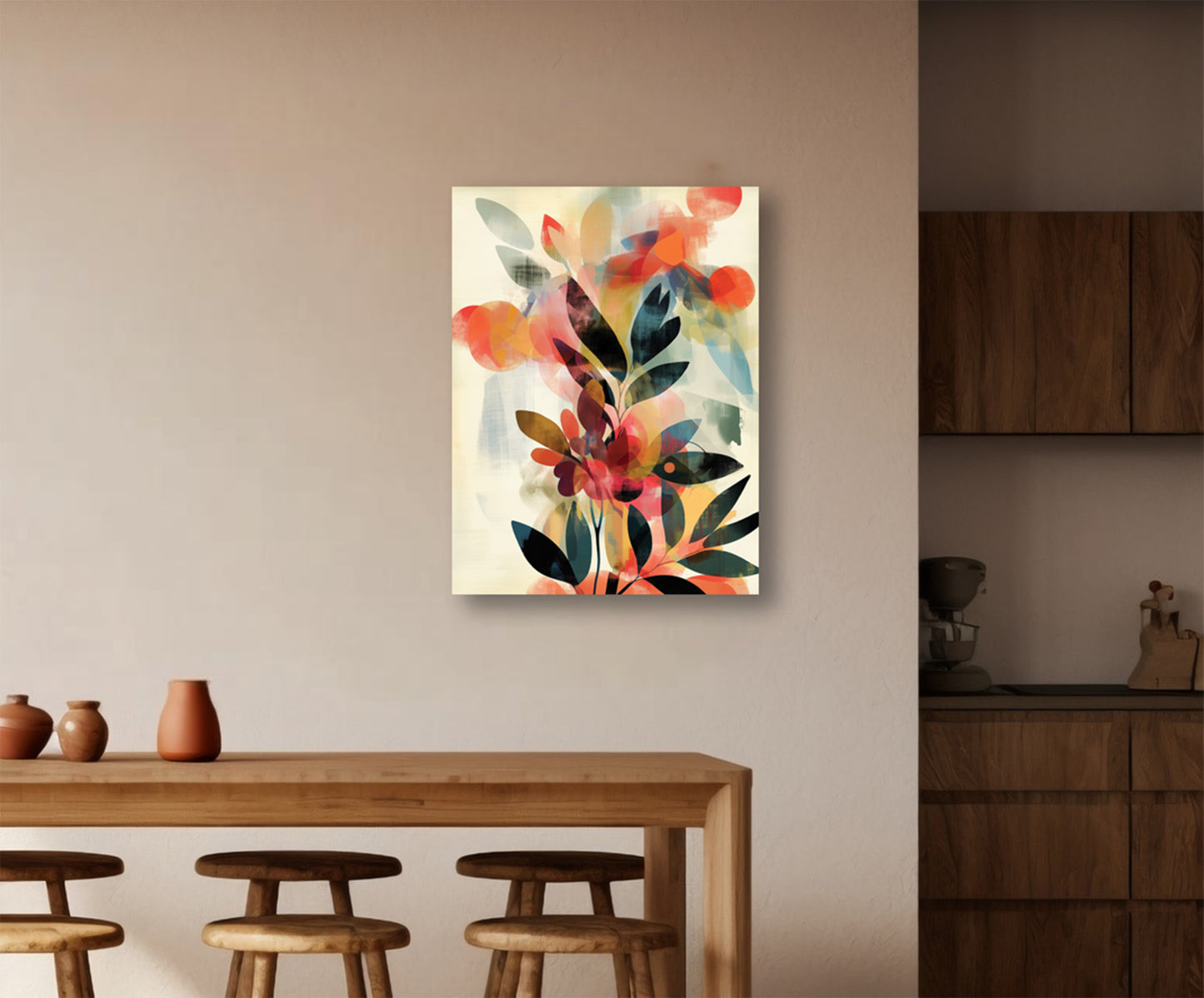 Mid Century Modern Floral Canvas or Poster wall art. Mid Century Modern Flowers 1