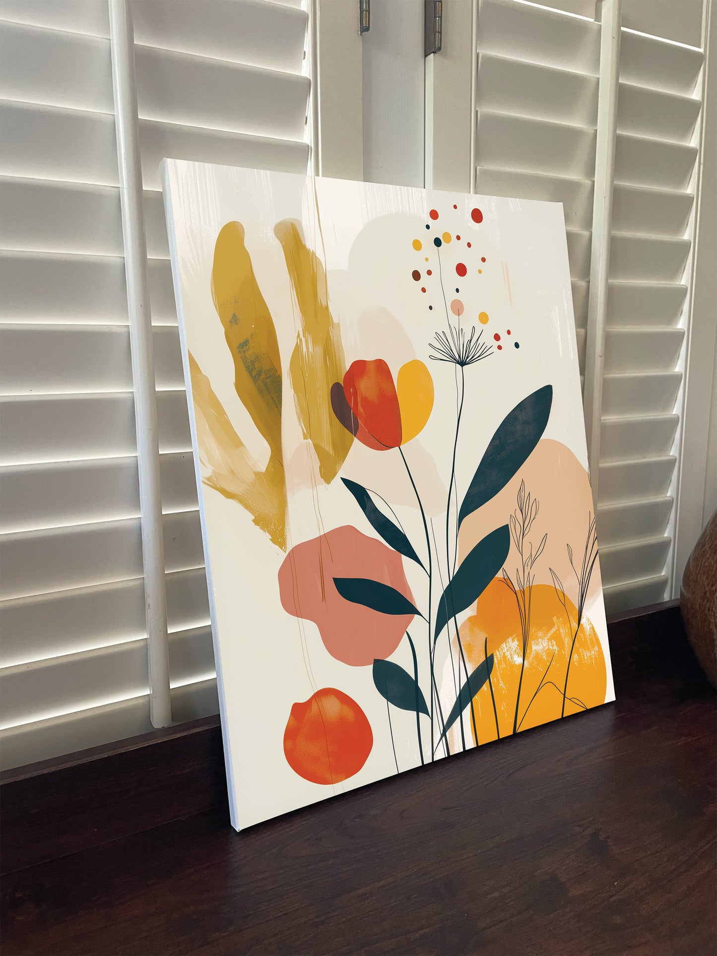 Mid Century Modern Flowers Canvas or Poster wall art. Mid Century Modern Flowers 2