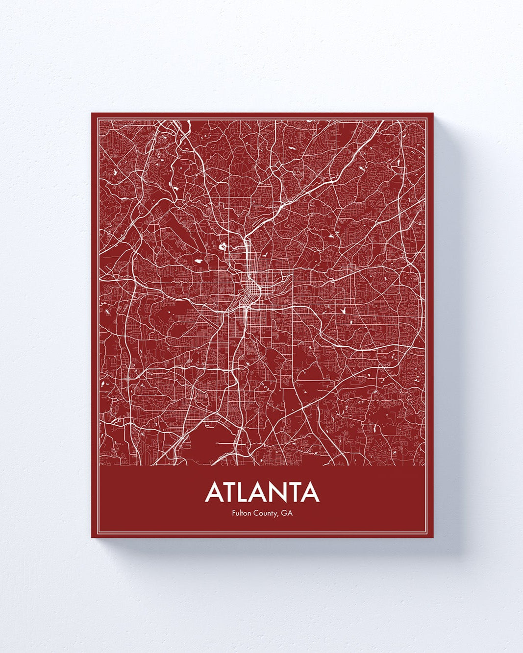 Map of Atlanta on a red background