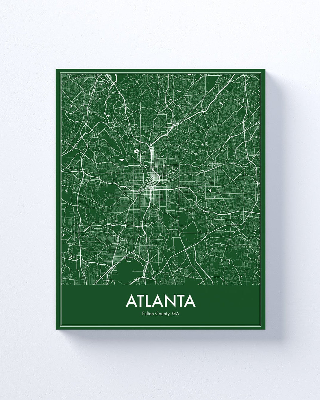 Map of Atlanta on a green background