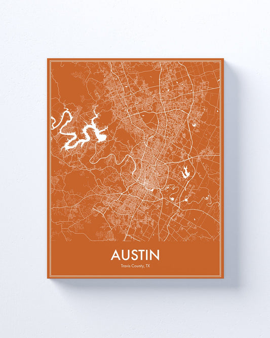 Modern Minimalist Austin, Texas stylized Canvas or Poster print.