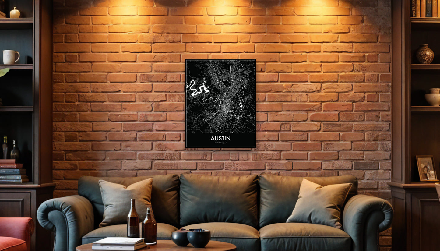 Modern Minimalist Austin, Texas stylized Canvas or Poster print.