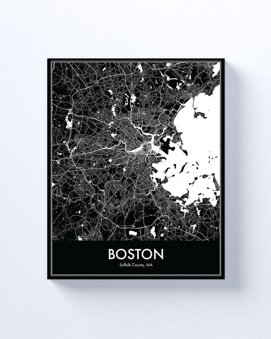 Modern Minimalist Boston, MA stylized Canvas or Poster print.