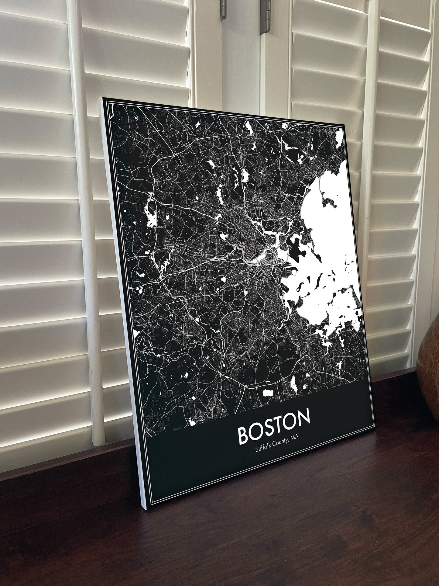 Modern Minimalist Boston, MA stylized Canvas or Poster print.