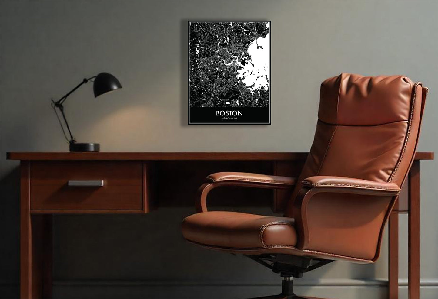 Modern Minimalist Boston, MA stylized Canvas or Poster print.