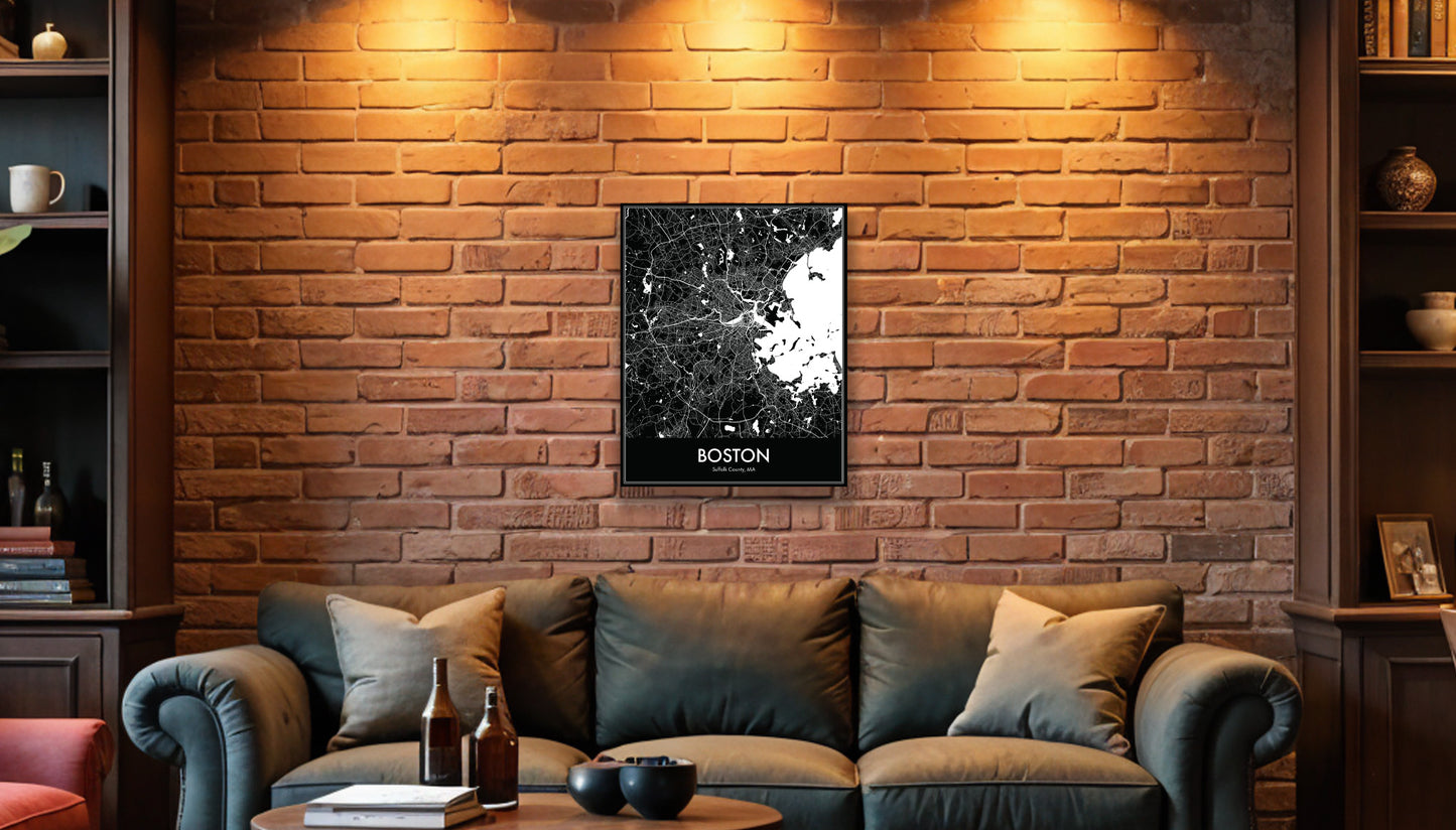 Modern Minimalist Boston, MA stylized Canvas or Poster print.