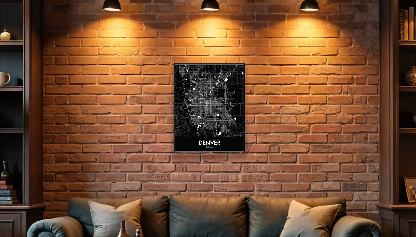 Modern Minimalist Denver, Colorado stylized Canvas or Poster print.