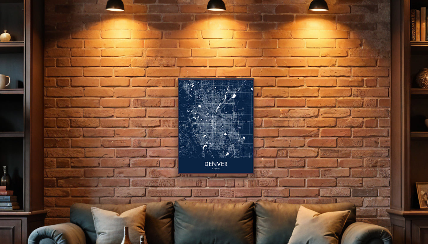 Modern Minimalist Denver, Colorado stylized Canvas or Poster print.