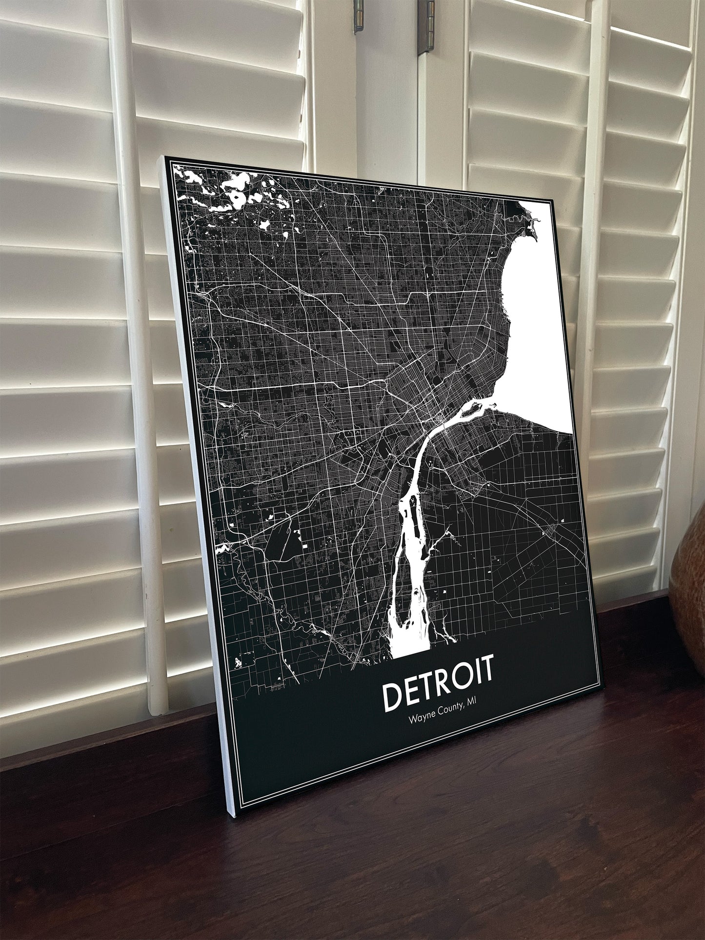 Modern Minimalist Detroit, Michigan stylized Canvas or Poster print.