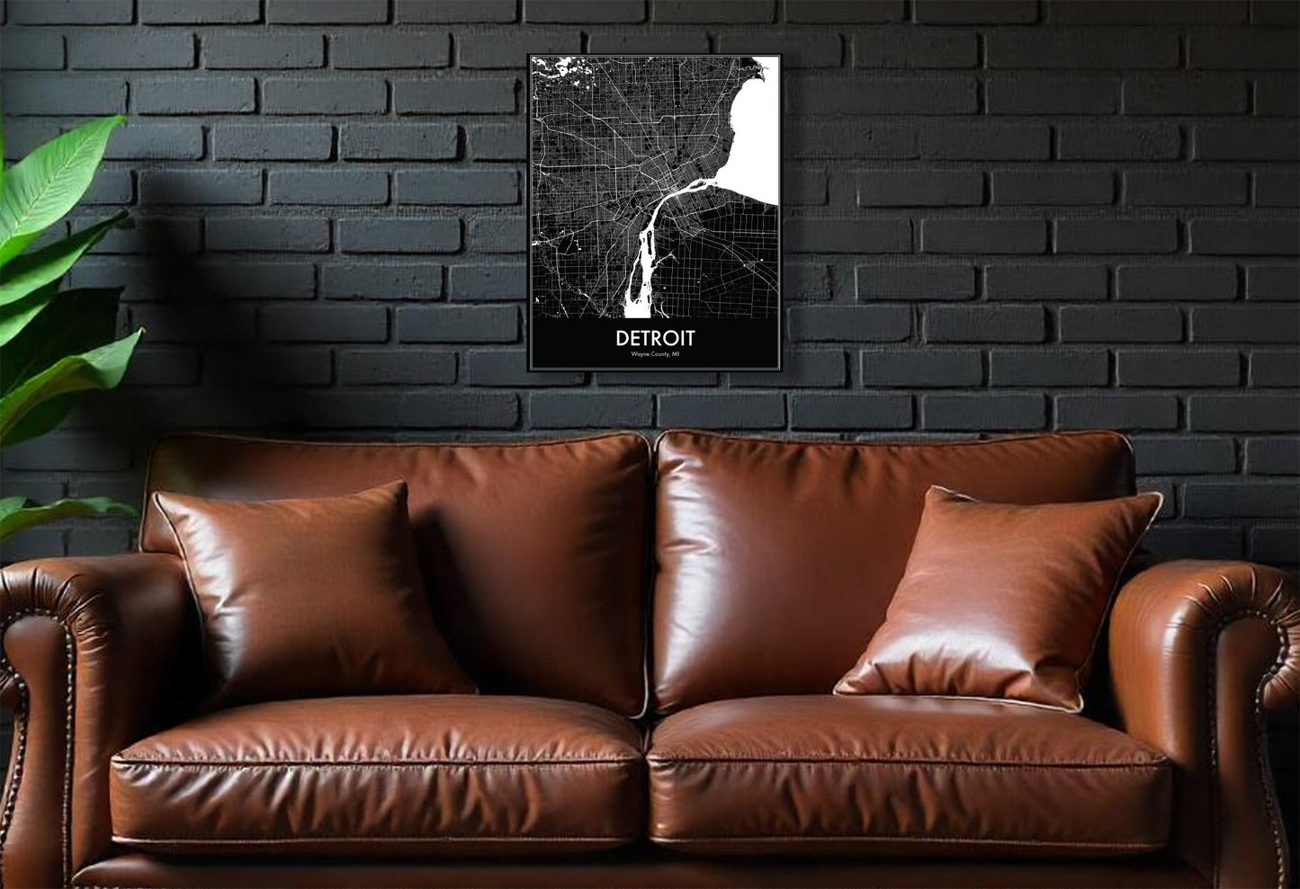 Modern Minimalist Detroit, Michigan stylized Canvas or Poster print.