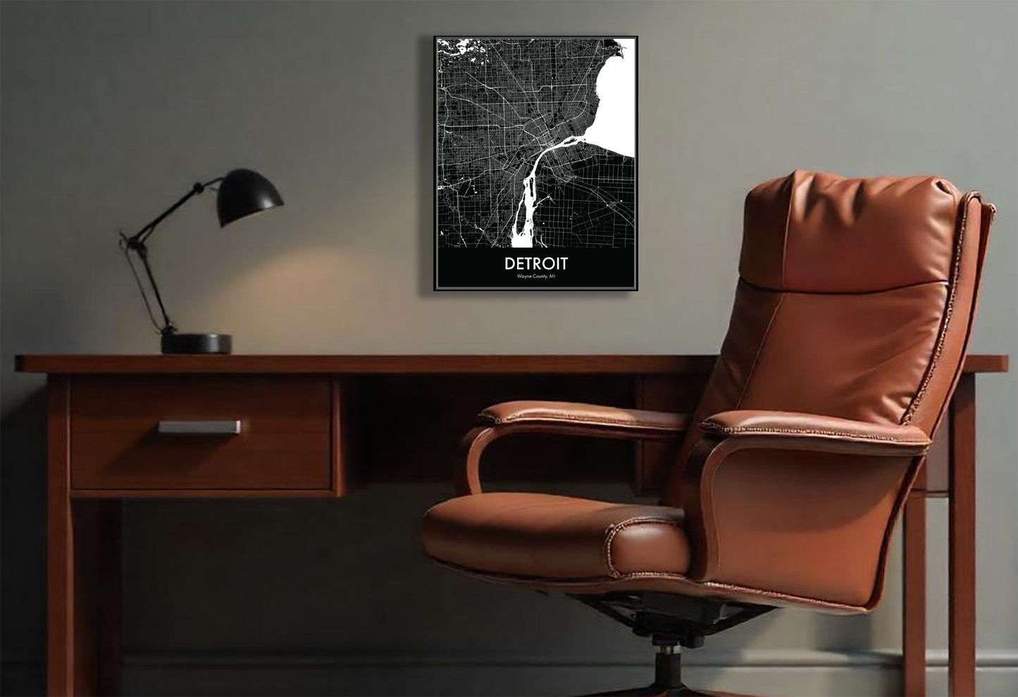 Modern Minimalist Detroit, Michigan stylized Canvas or Poster print.