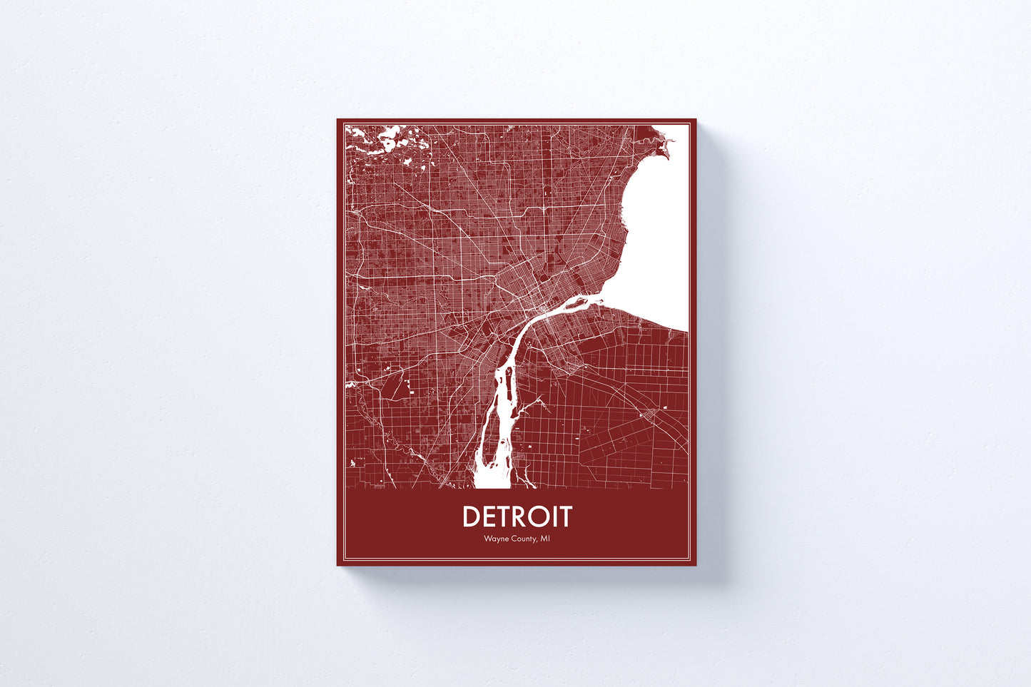Modern Minimalist Detroit, Michigan stylized Canvas or Poster print.