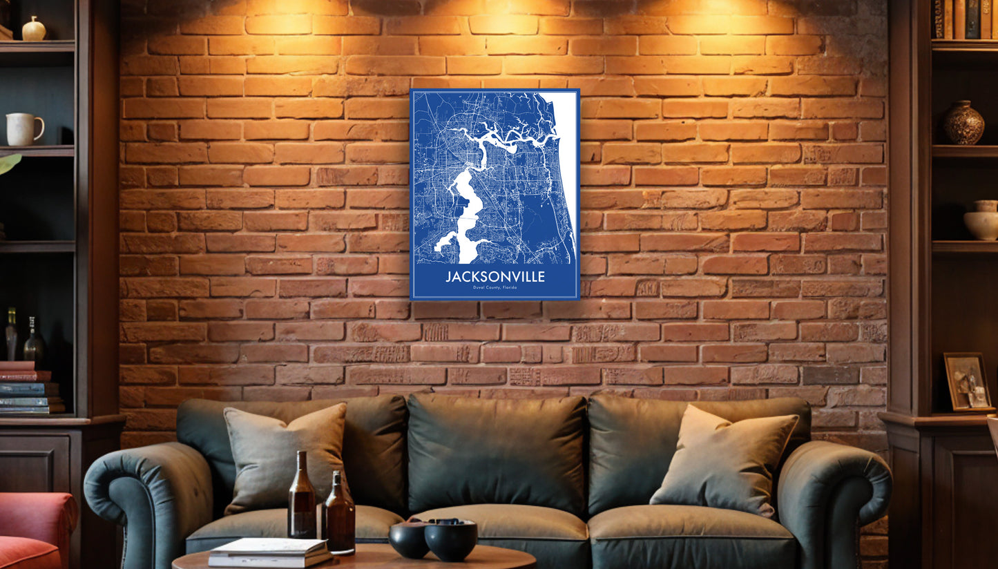 Modern Jacksonville, Florida stylized Canvas or Poster print.