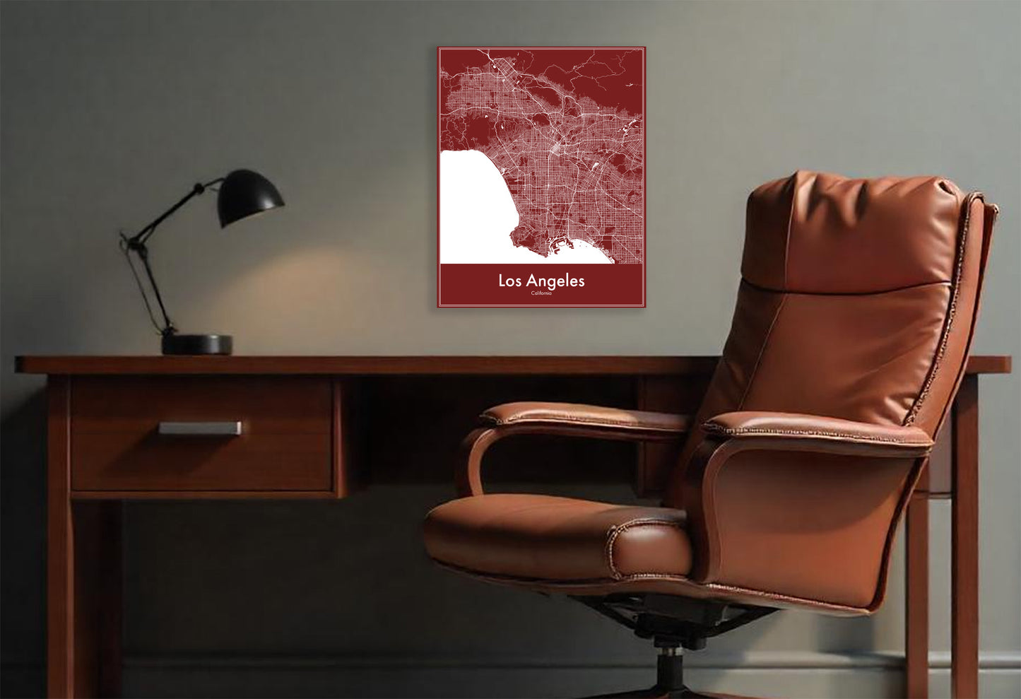 Modern Minimalist Los Angeles, California stylized Canvas or Poster print.