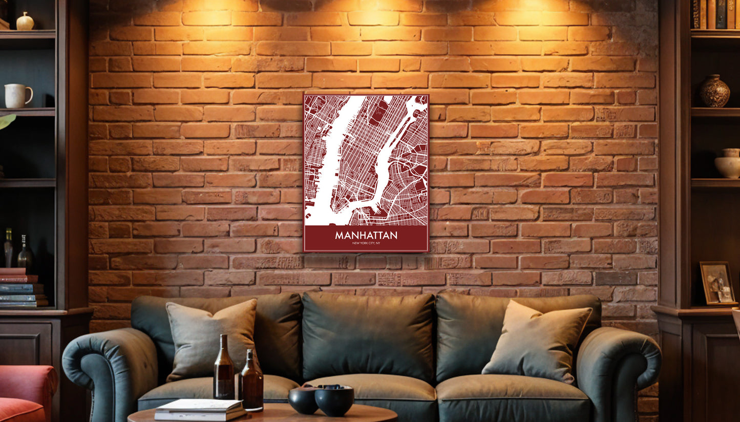 Modern Manhattan, Minimalist Canvas or Poster print.