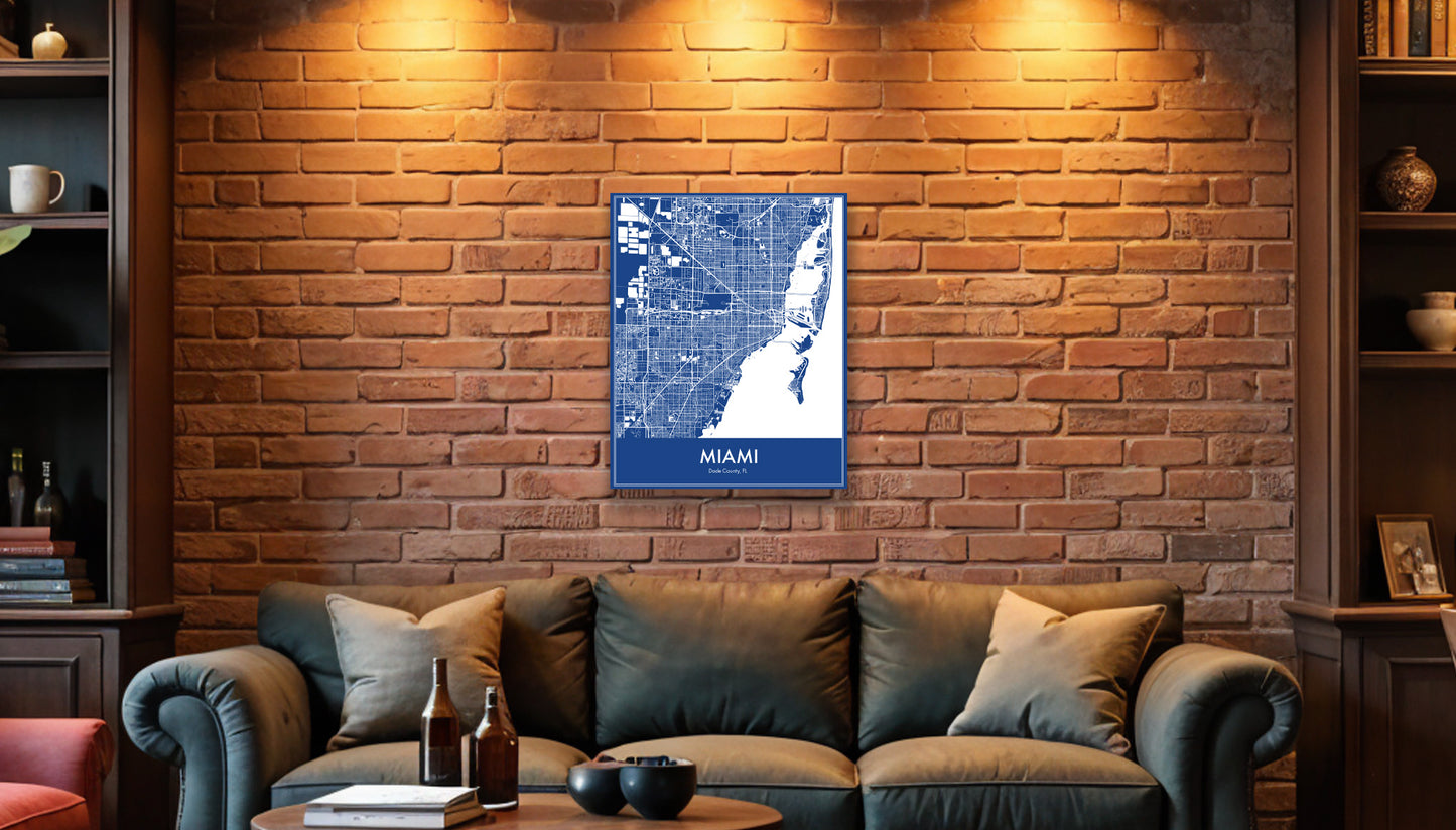 Modern Minimalist Miami, Florida stylized Canvas or Poster print.