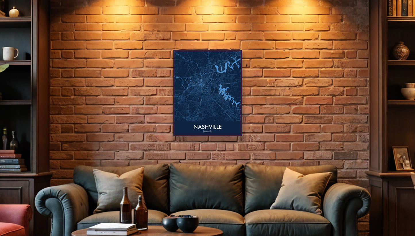 Modern Minimalist Nashville, TN stylized Canvas or Poster print.