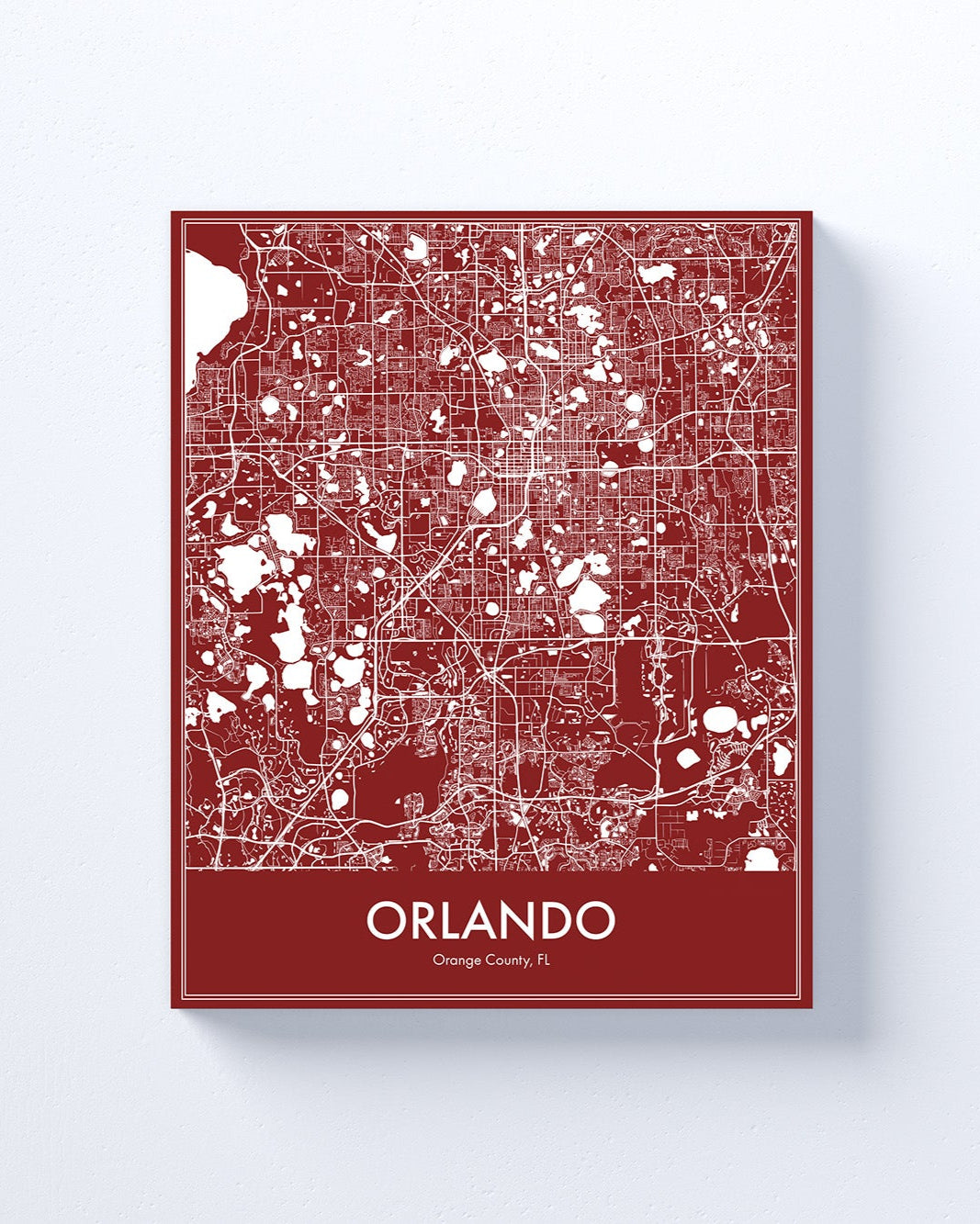 Map of Orlando on a red background
