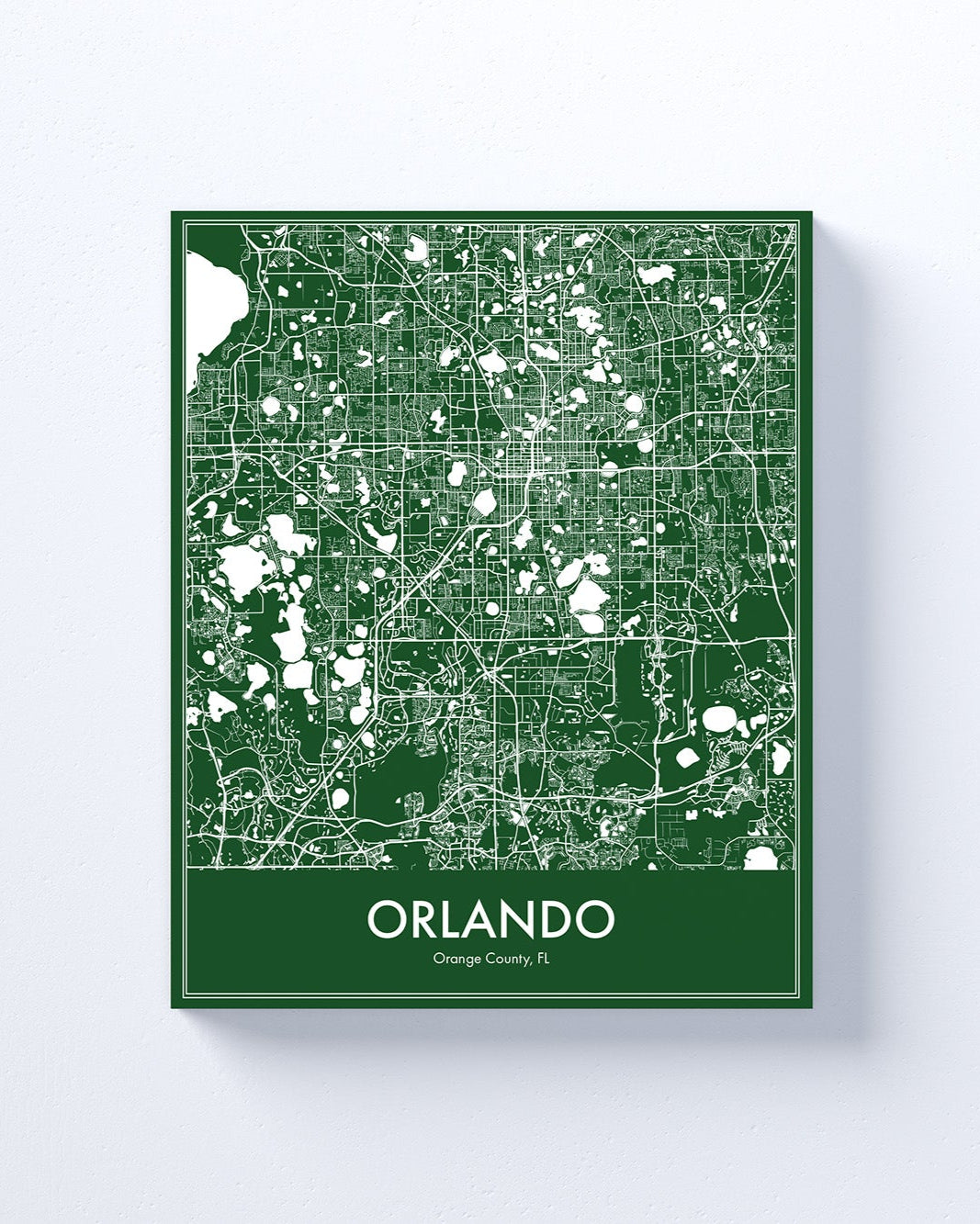 Map of Orlando on a green background