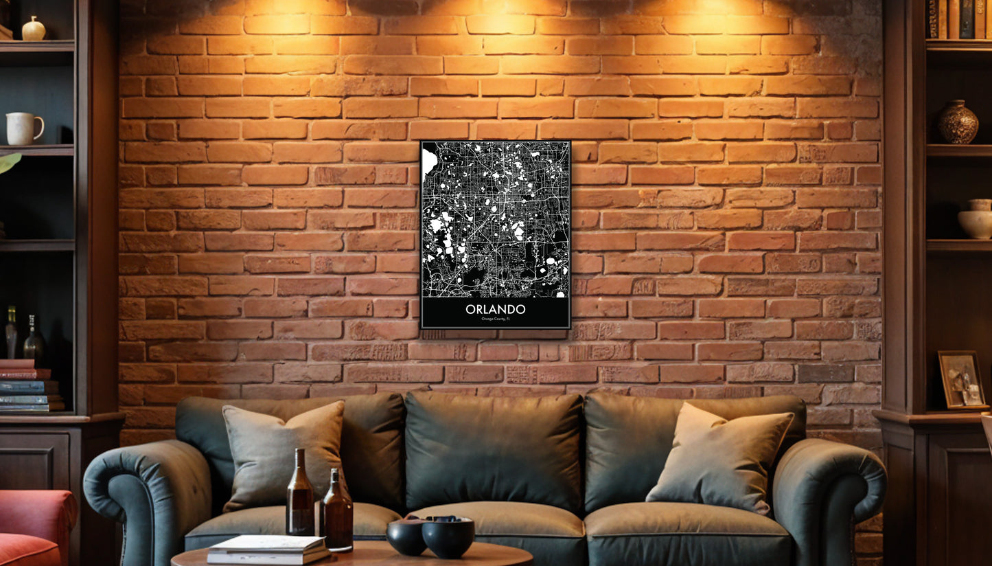 Modern Minimalist Orlando, Florida stylized Canvas or Poster print.