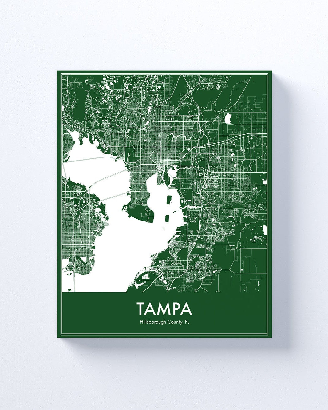 Map of Tampa on a green background