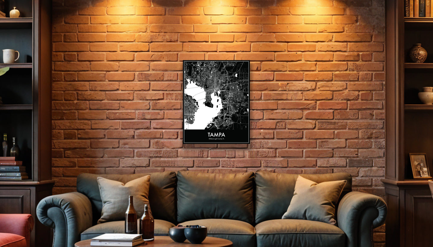Modern Minimalist Tampa, Florida stylized Canvas or Poster print.