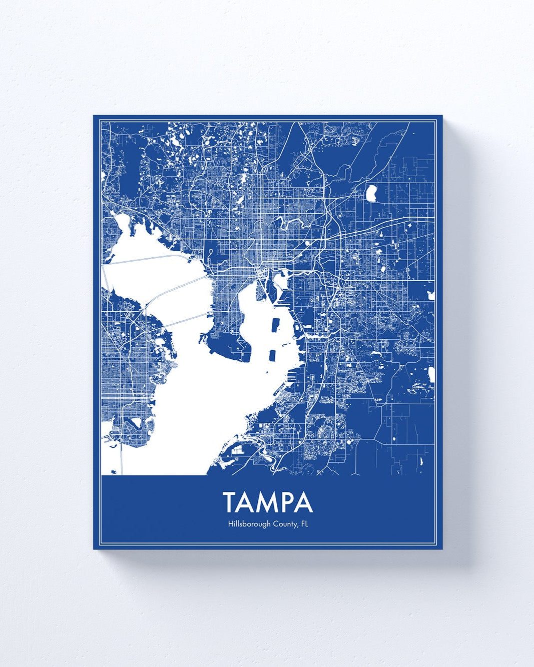 Map of Tampa on a blue background