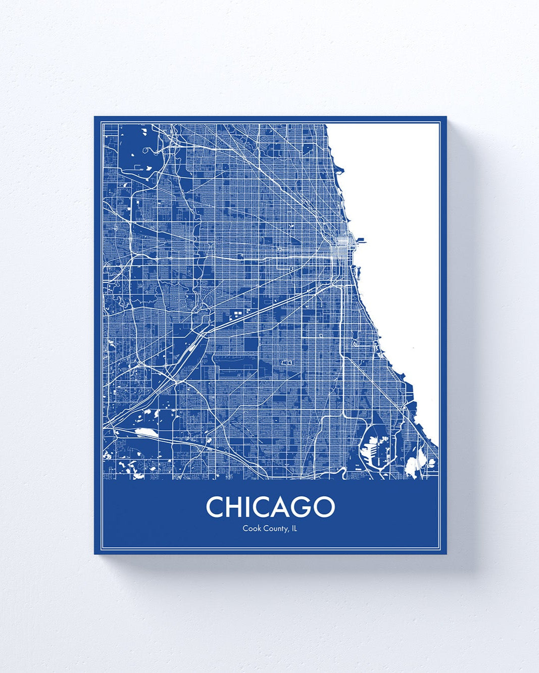 Map of Chicago on a blue background