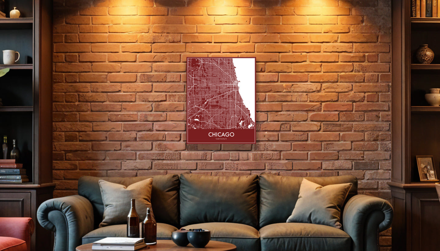 Modern Minimalist Chicago, Illinois stylized Canvas or Poster print. (Copy)