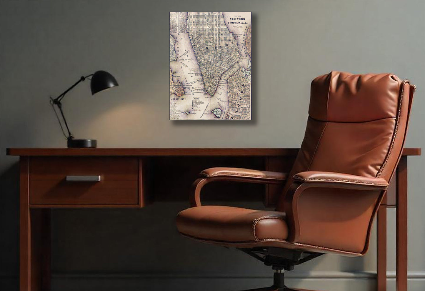 Historical Map of New York City, Lower Manhattan in 1847 Canvas print or Poster.