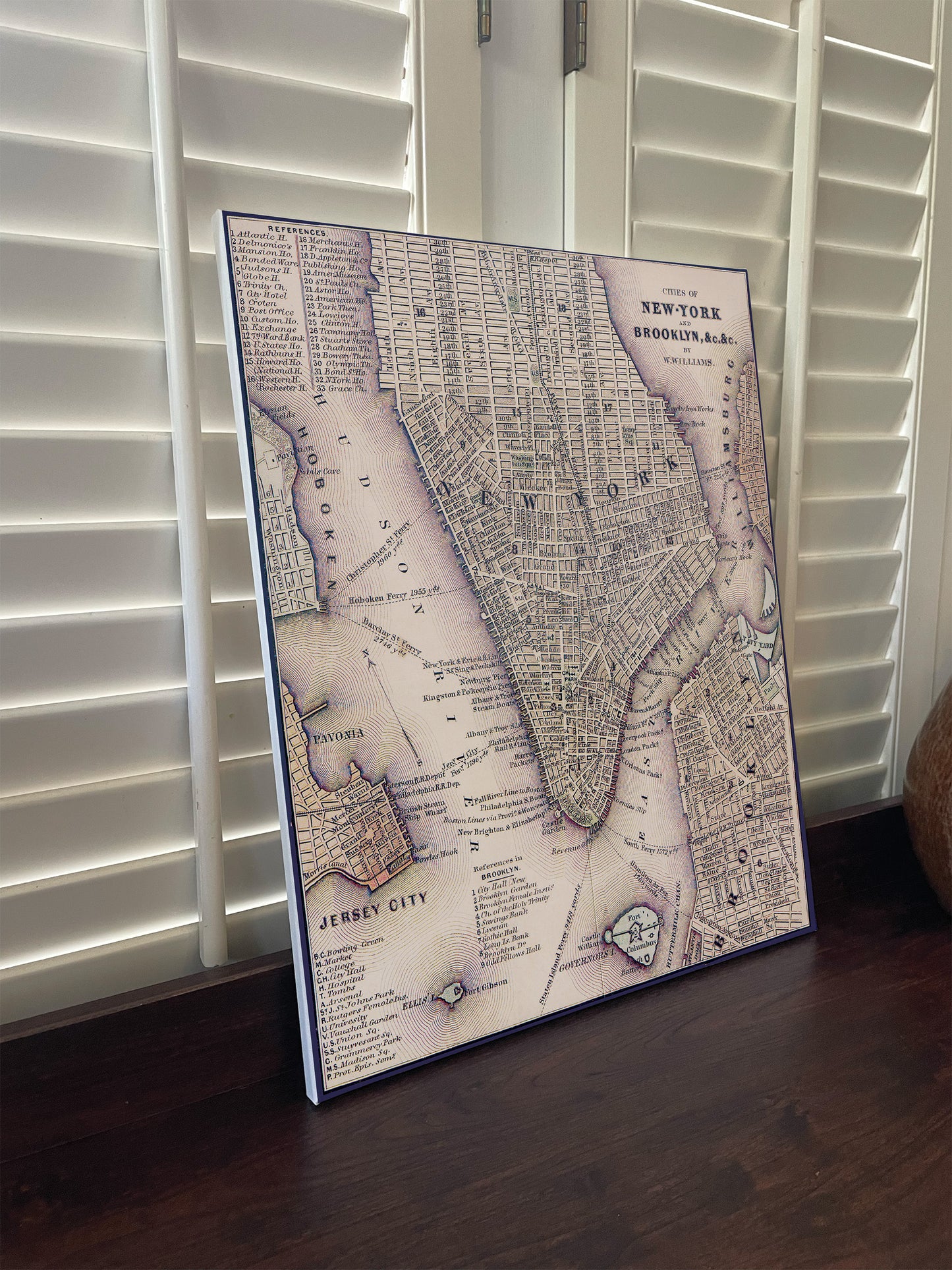 Historical Map of New York City, Lower Manhattan in 1847 Canvas print or Poster.