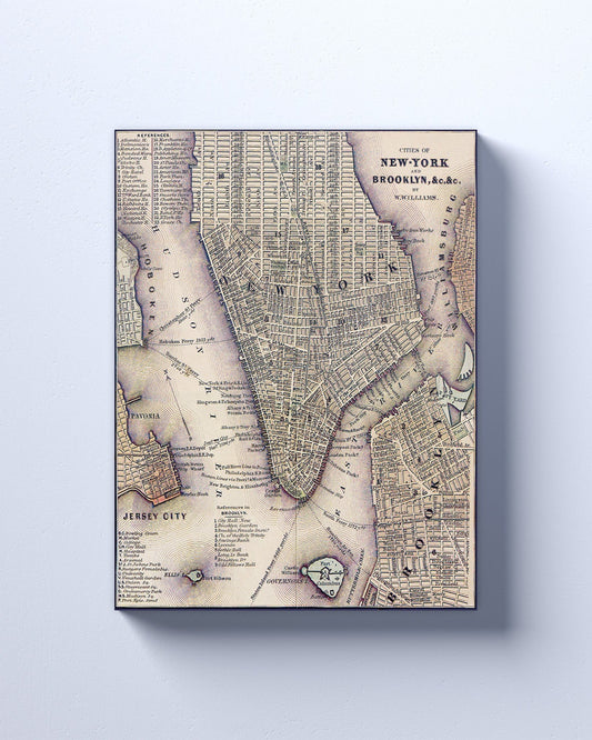Historical Map of New York City, Lower Manhattan in 1847 Canvas print or Poster.