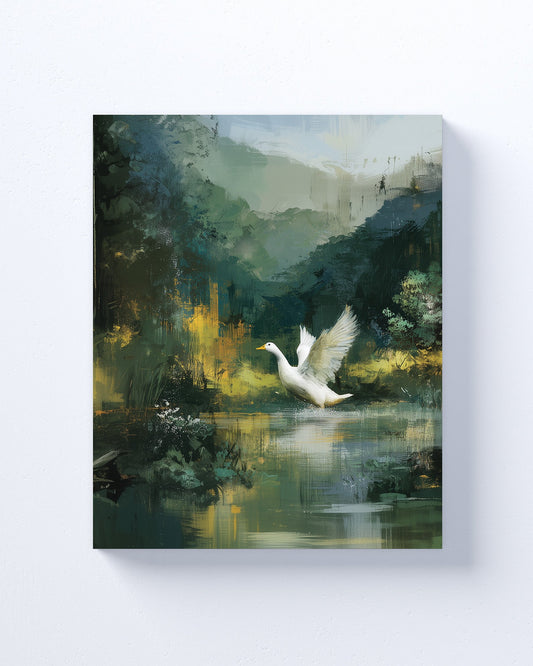 Oregon Ducks Inspired Canvas or Poster Wall Art. Green and Yellow.