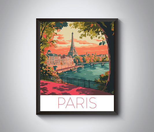 Paris, Art Deco Travel Poster of the Eiffel Tower