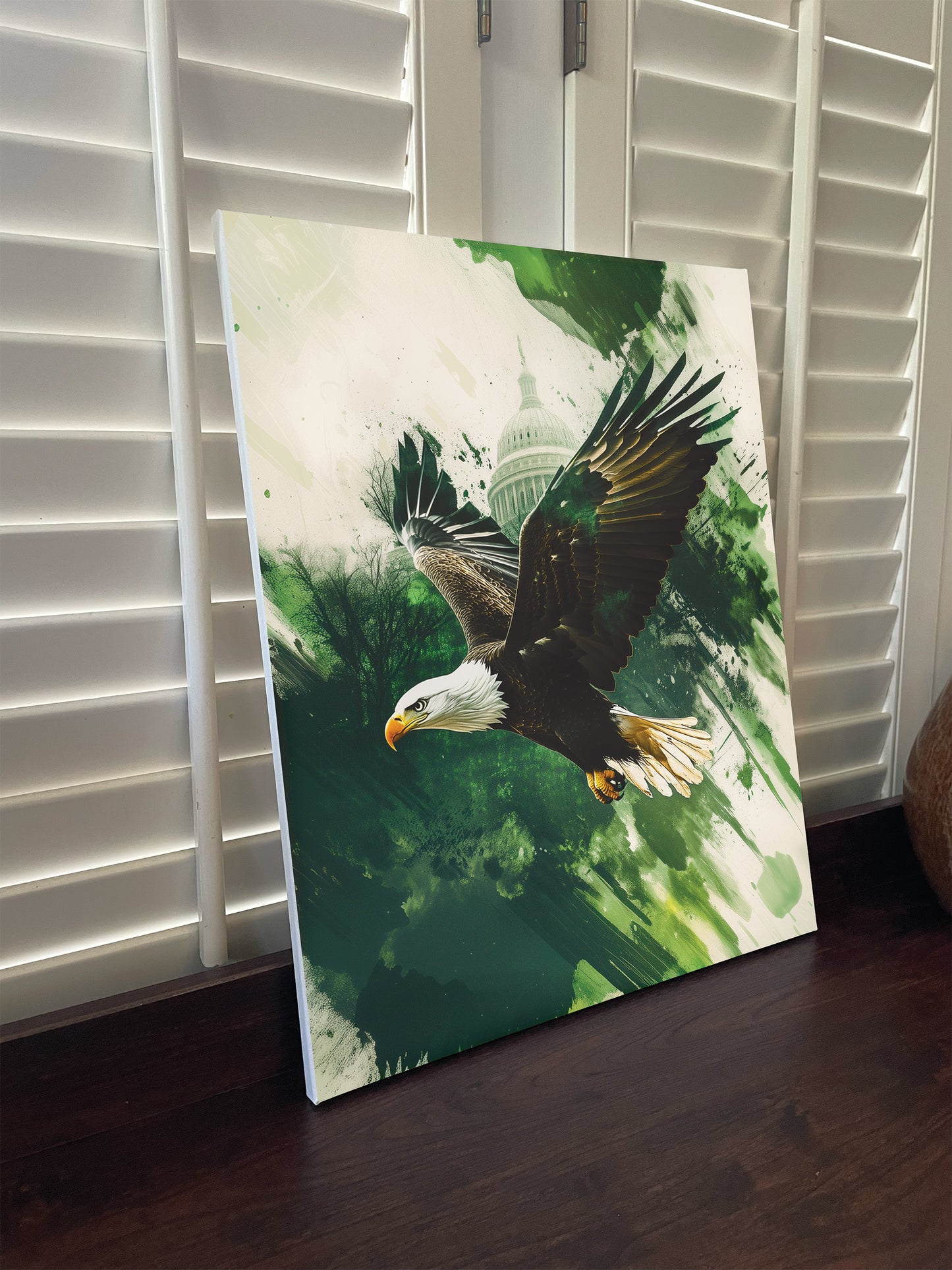 Philadelphia Eagles inspired Canvas or Poster print. Green and White Soaring Eagle. Eagles 1