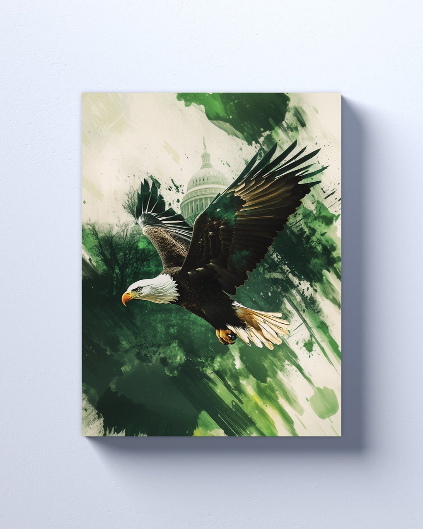 Philadelphia Eagles inspired Canvas or Poster print. Green and White Soaring Eagle. Eagles 1