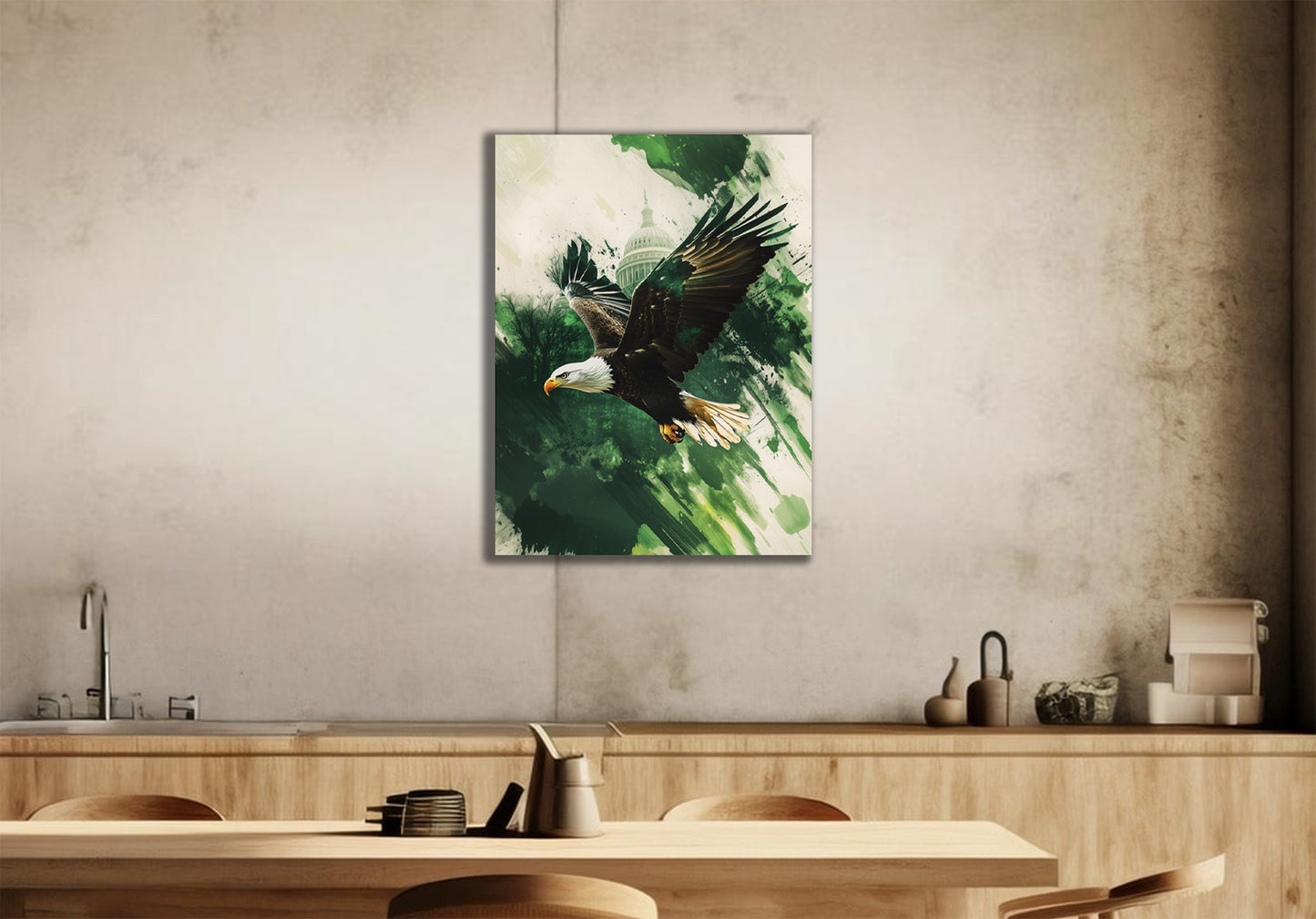Philadelphia Eagles inspired Canvas or Poster print. Green and White Soaring Eagle. Eagles 1