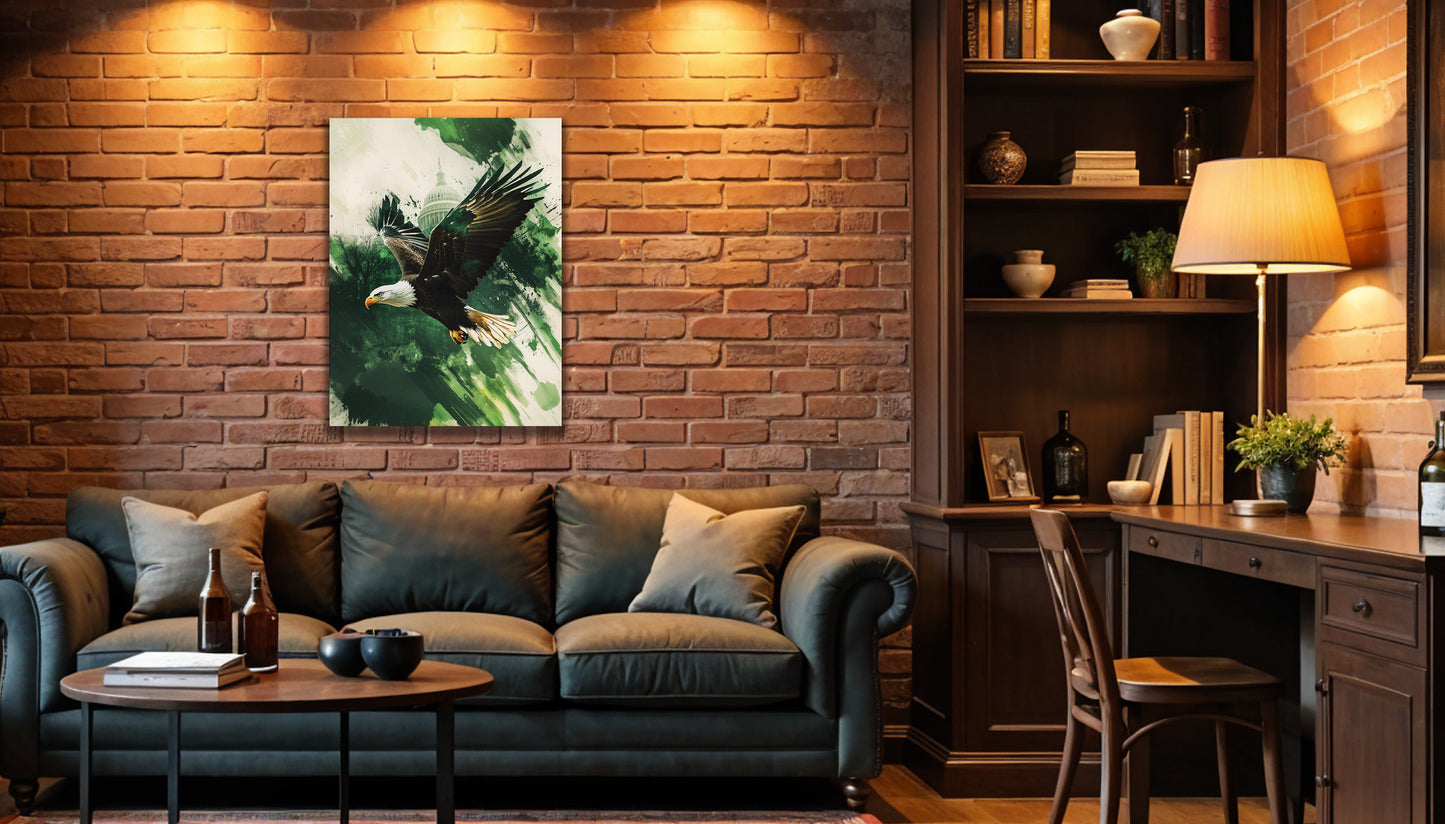 Philadelphia Eagles inspired Canvas or Poster print. Green and White Soaring Eagle. Eagles 1